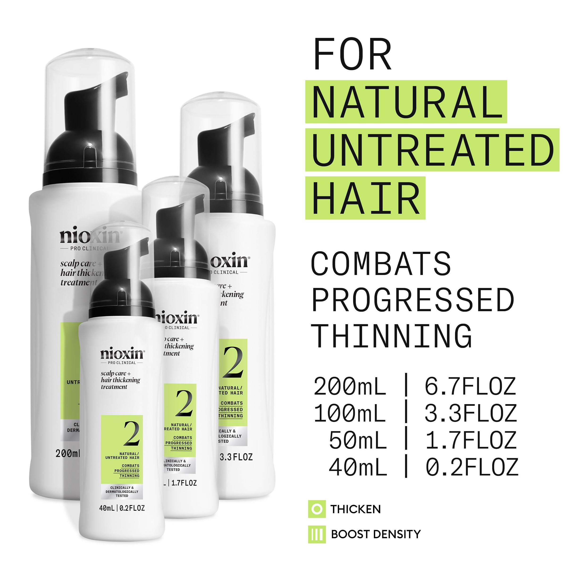 Nioxin Scalp + Hair Thickening System 2 Leave on Treatment | For Natural or Untreated Hair with Progressed Thinning | 3.4 Fl oz.